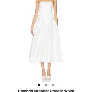 More to Come Cambria White Strapless Drop Waist Dress